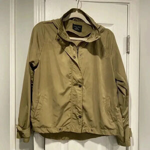 Love Tree Tilly’s High Collar Hooded Olive Green Full Zip Windbreaker Size M